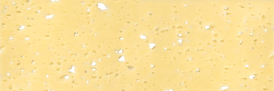 Texture of cheese with many small holes. Swiss cheese isolated on white background