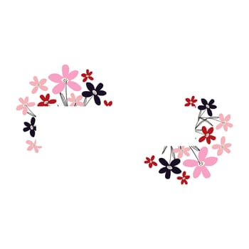 Creative vibrant floral frame, bright frame with wildflowers in juicy colors.