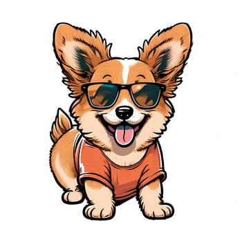 Cute cartoon dog illustration, clipart, sticker. Unique design, children's mascot.