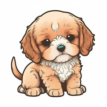 Cute cartoon dog illustration, clipart, sticker. Unique design, children's mascot.