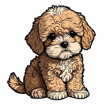 Cute cartoon dog illustration, clipart, sticker. Unique design, children's mascot.