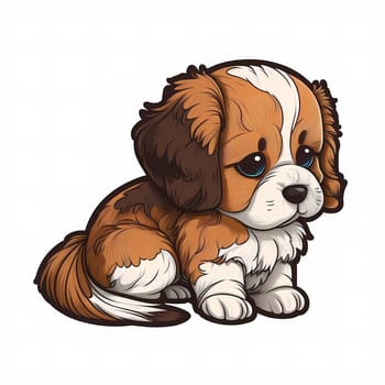Cute cartoon dog illustration, clipart, sticker. Unique design, children's mascot.