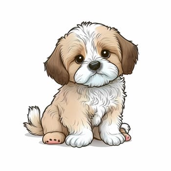 Cute cartoon dog illustration, clipart, sticker. Unique design, children's mascot.