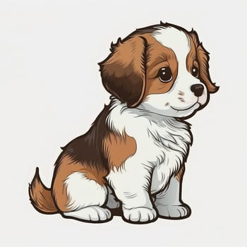 Cute cartoon dog illustration, clipart, sticker. Unique design, children's mascot.