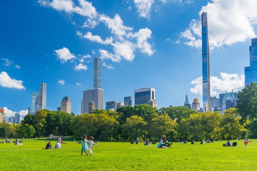 Central Park with Manhattan city skyline, cityscape of New York City USA in summer