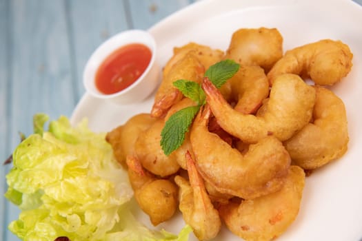 Recipe for shrimp fritters in sweet and sour sauce, High quality photo