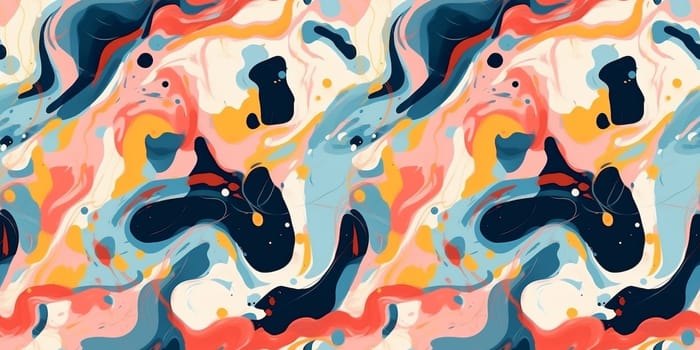 Seamless pattern: abstract oil and watercolor painting, paint blots and expressive line. generation AI