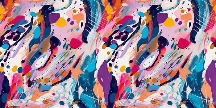 Seamless pattern: abstract oil and watercolor painting, paint blots and expressive line. generation AI
