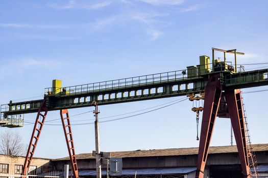 Rail gantry container crane on a white background