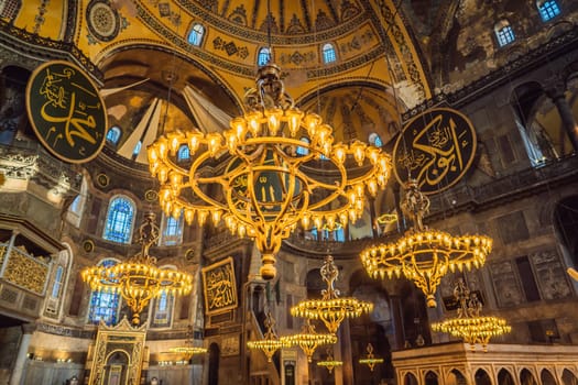 Hagia Sophia Hagia Sofia, Ayasofya interior in Istanbul, Turkey, Byzantine architecture, city landmark and architectural world wonder. Turkiye.