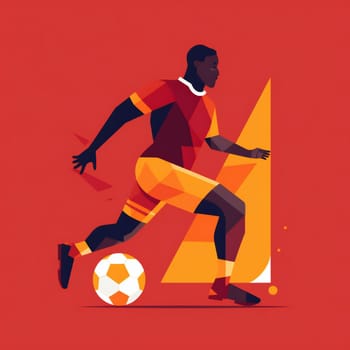 Football or soccer player in uniform dribbles or passes ball in team game. flat illustration. Cartoon guy kicks football ball