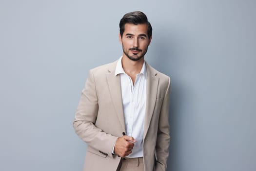 man person grey folded smiling businessman male business office fashion copyspace happy tie handsome portrait guy entrepreneur beige suit corporate occupation