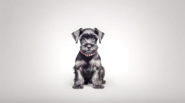 cute dog, black schnauzer, banner, made with Generative AI. High quality illustration