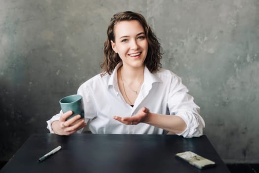 Virtual Communication: Beautiful Businesswoman Engaging in a Video Conference from Home or Office - Emphasizing Remote Work and Modern Business Practices.