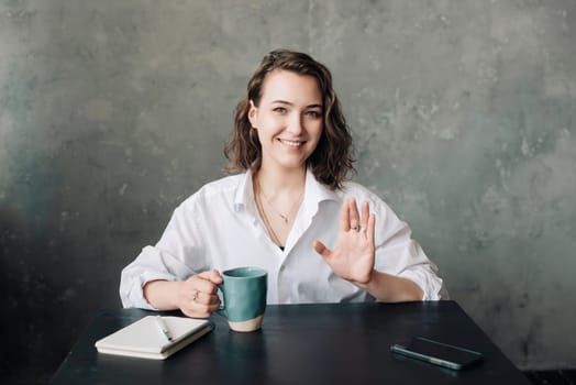 Virtual Business Communication: Elegant Woman Engaging in a Web Camera Video Conference from Home or Office - Modern Remote Work Concept.