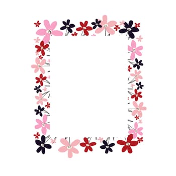 rectangle Creative vibrant floral frame, bright frame with wildflowers in juicy colors.