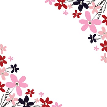 Creative vibrant floral frame, bright frame with wildflowers in juicy colors.