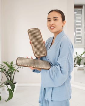 Portrait of asian woman with sadhu boards