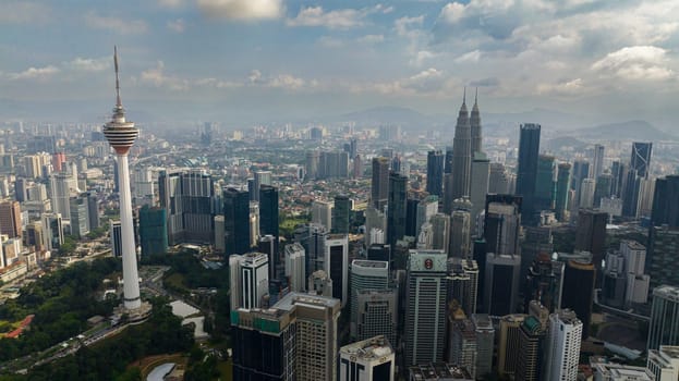 Kuala Lumpur, Malaysia - September 11, 2022: Top view of Kuala Lumpur cityscape, capital of Malaysia.