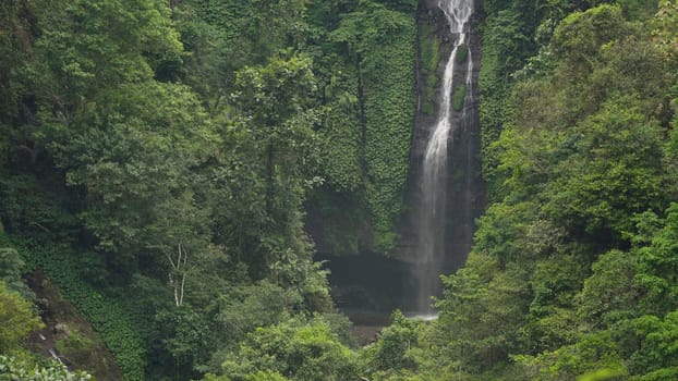 Waterfall in green rainforest. Triple waterfall Sekumpul in the mountain jungle. Bali,Indonesia. Travel concept.