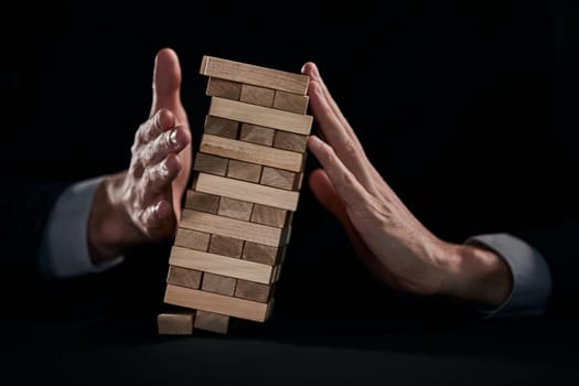 Businessman Building The Success,plan and strategy in business,risk concept.