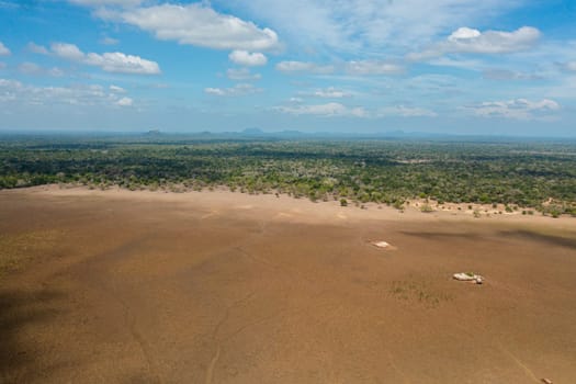 A dry lake and swamps among the jungle. Kumana National Park.