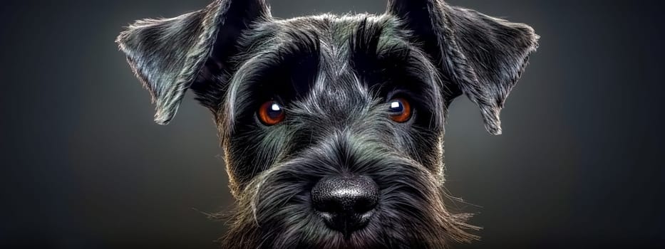cute dog, black schnauzer, banner, made with Generative AI. High quality illustration