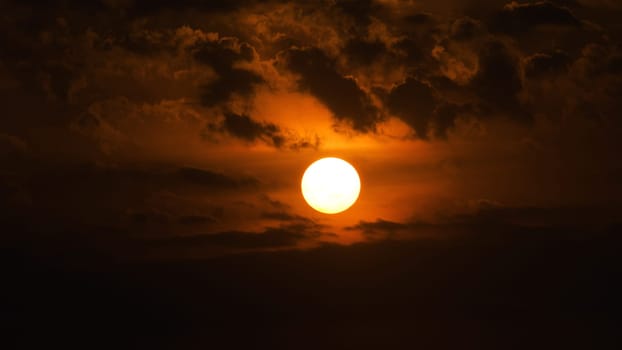 Sunset, sunrise with clouds. orange skies and sun