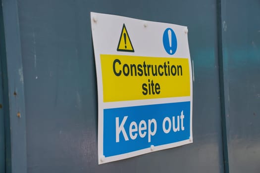 Construction site, Keep Out warning sign, closeup detail.