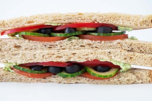 Vegeterian sandwich with fresh vegetables and sauce