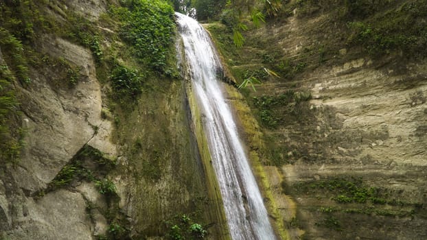 Dao waterfalls in a mountain gorge in the tropical jungle, Philippines, Cebu. Waterfall in the tropical forest.