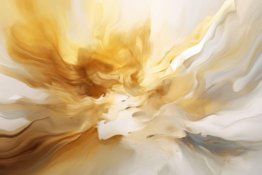 beautiful contemporary art in resin art technique. Abstract painting with epoxy resin, whites and gold colors. Generative AI