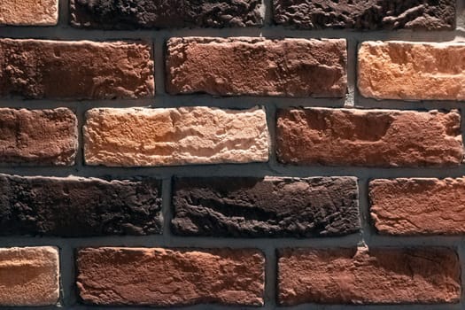 Retro brick wall in retro style close up, background or texture