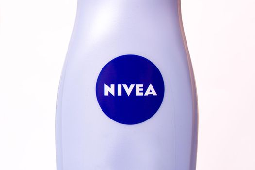 NOVOPOLOTSK, BELARUS - 23 DECEMBER, 2020: Nivea shampoo on white background close up