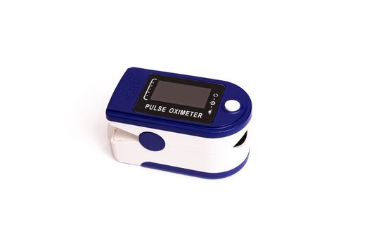 One pulse oximeter isolated on white background close up