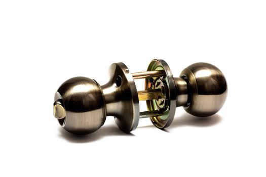 Round doorknob system isolated on a white background