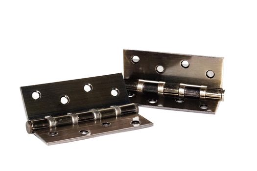 Door hinges close up isolated on a white background