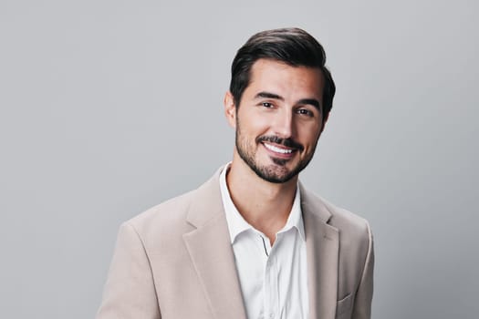 guy man standing person model job smiling posing copyspace office suit businessman studio business beige eyeglass handsome sexy stylish portrait happy