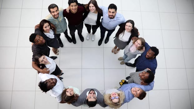 top view.successful multinational business team in conference room