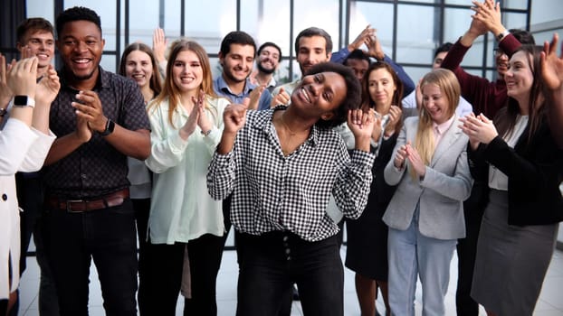 Team of young entrepreneurs and startup have business meeting and encouraging each other for good energy