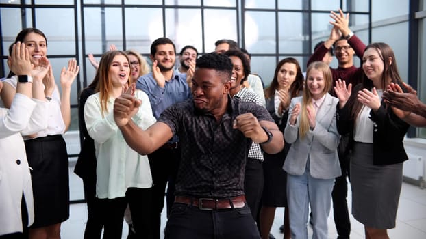Business people clapping their hands after a seminar