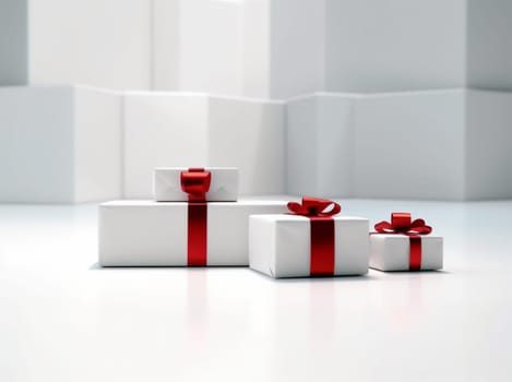 red love package event isolated year celebration valentine's box shopping background christmas gift object surprise present paper white holiday ribbon. Generative AI.