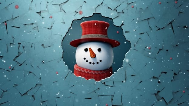 nature white celebration new christmas year snowman space cartoon snow rime bokeh card season calm year frost cold background winter snowfall flake. Generative AI.