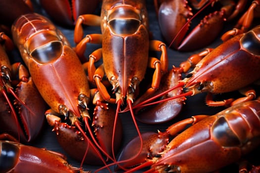 red crustacean claw cook copy crawfish boiled food dinner crayfish space river eat background healthy fish cooked seafood meal close-up lobster dill. Generative AI.