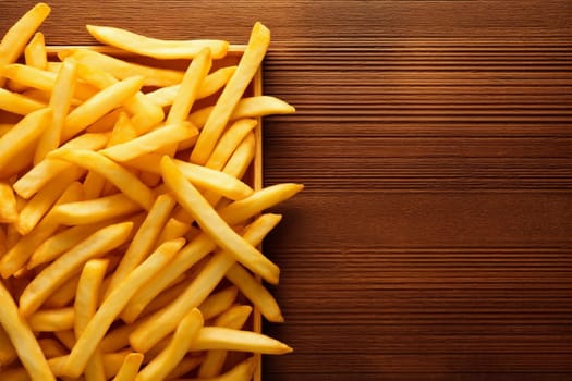eat crispy potato sauce fat ketchup fatty food space copy french meal tasty fry chip yellow dark salty background unhealthy snack fast. Generative AI.