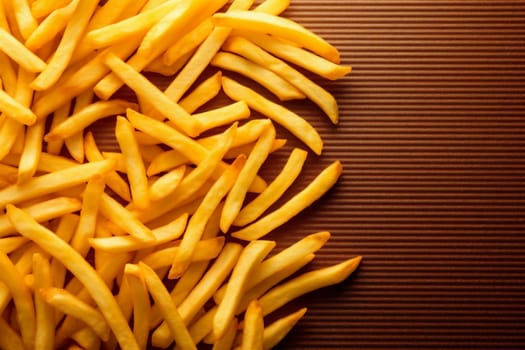 french fat junk gold potato ketchup meal fast black salty sauce food background fresh calories crispy snack fry american tasty chip. Generative AI.