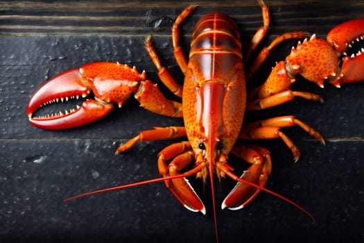 beer background seafood red boiled claw freshness crawfish food lemon delicious animal cooked crustacean fish crayfish pub nutrition plate lobster dinner. Generative AI.