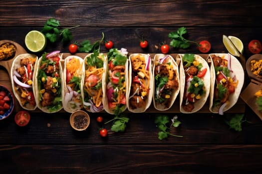 tomato tacos sauce vegetable meal beef cheese taco dish spicey dinner fast spicy mexican chili pepper fresh jalapeno lettuce food. Generative AI.