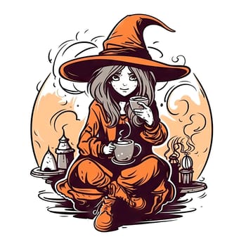 Witch clipart, isolated on transparent background. Ai generative