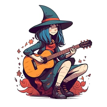 Witch clipart, isolated on transparent background. Ai generative